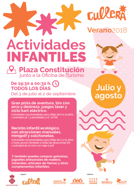 ACTIVIDADES INFANTILES PLAZA CONSTITUCION CULLERA VERANO 2018