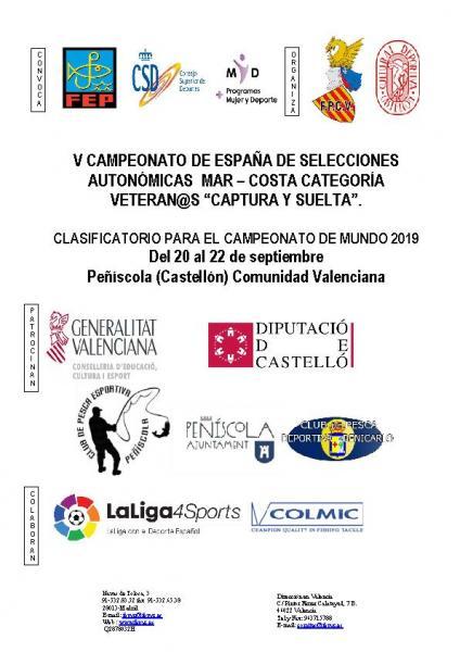 V Campeonato de España de Selecciones Autonómicas Mar-costa Categoría Veteran@s “CAPTURA Y SUELTA” Pesca - Peñíscola