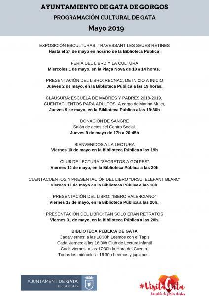 PROGRAMACIÓ CULTURAL MAIG 2019