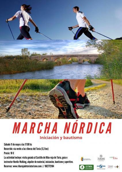 Iniciación a la marcha nórdica y bautismo en Riba-roja de Túria