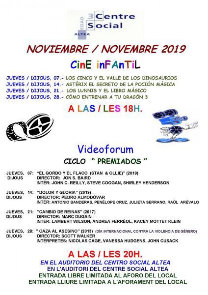 Cine infantil y videoforum noviembre